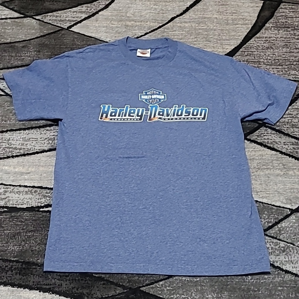 HARLEY DAVIDSON MOTORCYCLES ORLANDO FLORIDA BLUE CREW-NECK TEE-SHIRT